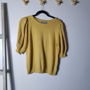 MARLED WOMEN'S YELLOW PUFFED SLEEVE SWEATER BLOUSE SIZE MEDIUM